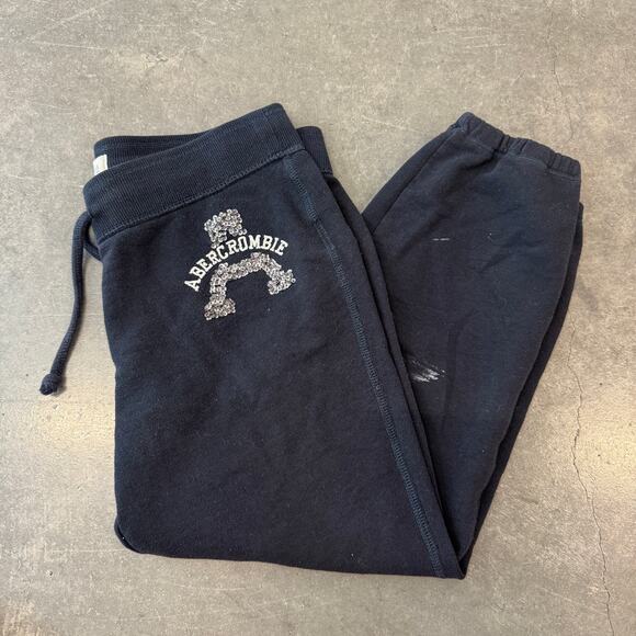 Vintage Y2K Abercrombie Mcbling Sweatpant Capri Jogger Crop Navy Drawstring XS - Picture 1 of 8